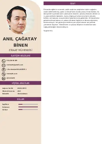 Ziraat Mühendisi Cv Örnekleri cv indir